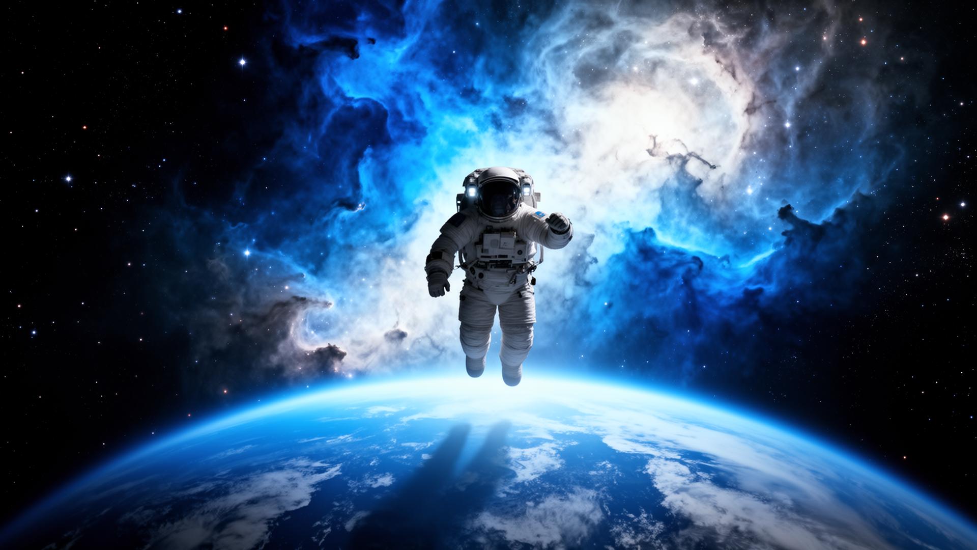 Astronaut floating above Earth